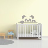 Muursticker Pandabeer - Donkergrijs - 100 x 43 cm - baby en kinderkamer dieren