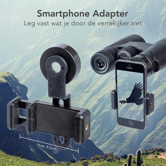 LifeGoods Verrekijker - 10x42 - Inclusief Smartphone Adapter, Lensdoppen, Nekkoord en Draagtas - LifeGoods