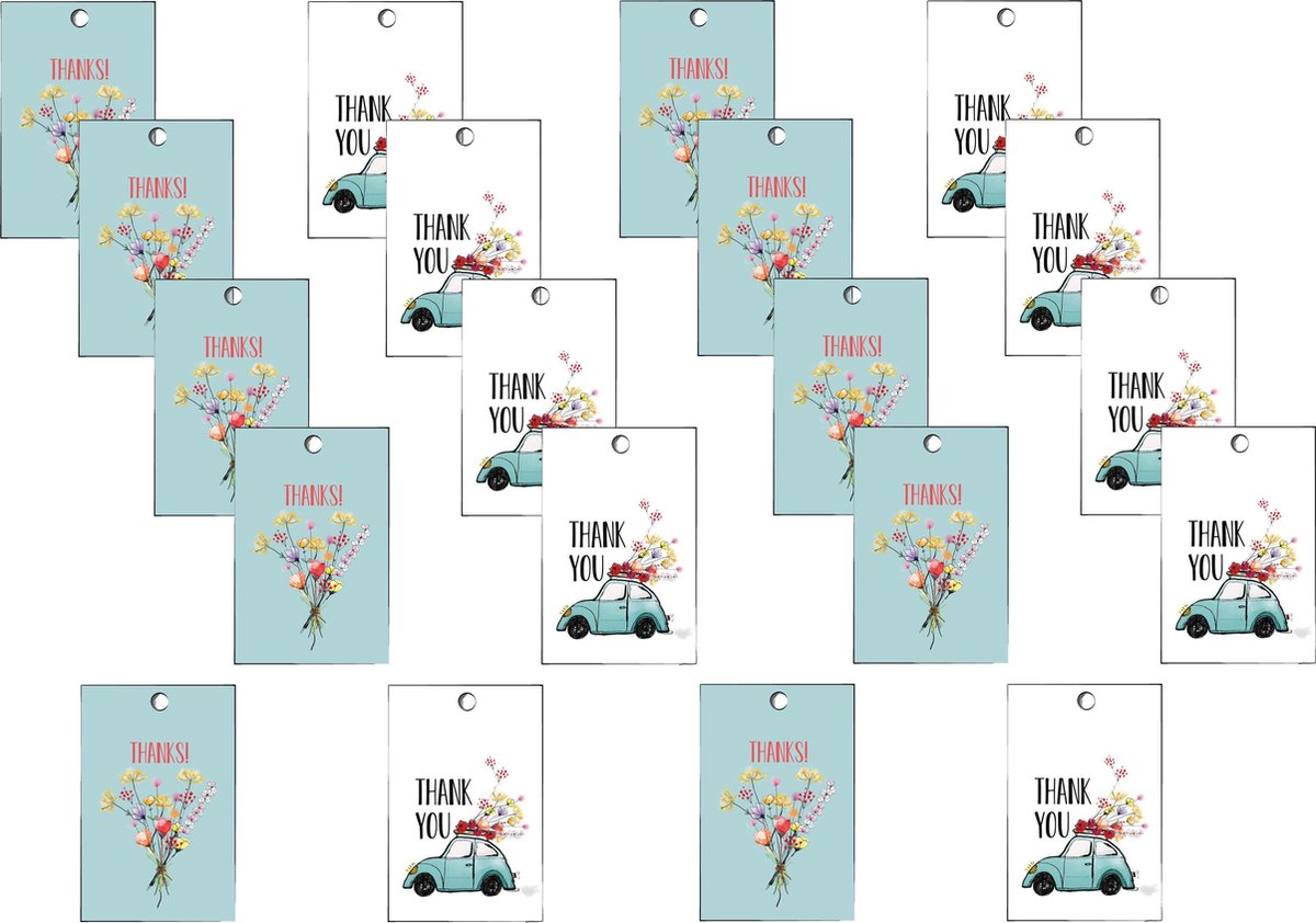 cadeaulabel - minikaartjes -gift tag  - thank you - thanks - flowers - minicard - (20st)