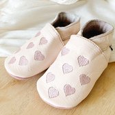 Babyslofje - Roze - Hartjes - Baby Dutch - Echte leren slofjes
