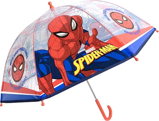 Chanos Paraplu Spiderman 45 Cm Rood/transparant