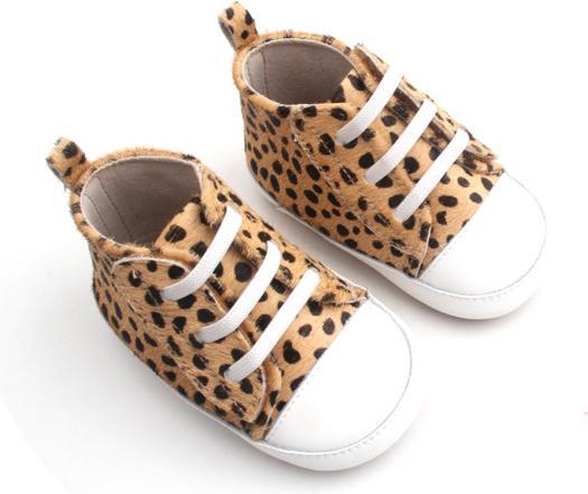 Oh Little Deer 100% leren baby sneakers - cheetah bruin - L (21/22)