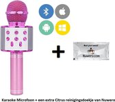 ROZE- cadeau-Karaoke microfoon / karaoke set - Draadloos met HiFi Speaker Box - Set voor Android/iPhone/Apple, Bluetooth, selfiefunctie mp3, echo effect & stemvervormer  + een extra Citrus re