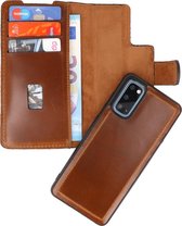 Bestcases 2 in 1 Handmade Leer Bookstyle Hoesje voor Samsung Galaxy S20 - Bruin