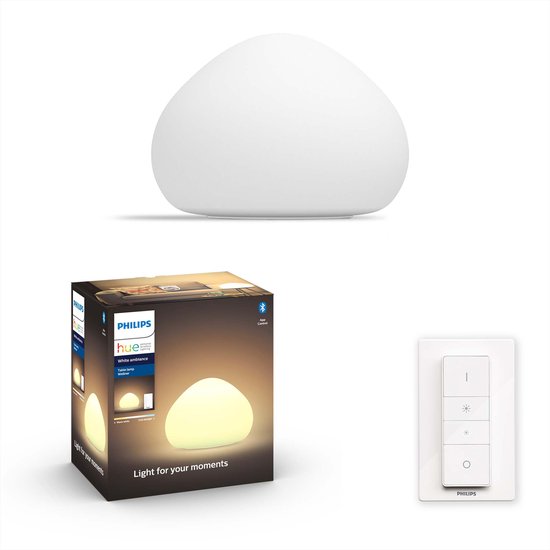 Philips Hue Wellner Tafellamp - warm tot koelwit licht - E27 - Wit - 8,5W - Bluetooth - incl. Dimmer Switch