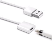 DrPhone Lightning Female naar USB – 1 Meter verlengkabel – Geschikt voor IOS Pencil – Wit