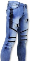 Coole Biker Jeans Heren Ripped - 3028-16 - Blauw