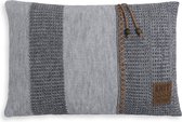 Knit Factory Roxx Sierkussen - Licht Grijs/Antraciet - 60x40 cm - Kussenhoes inclusief kussenvulling