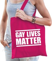 Gay lives matter anti homo discriminatie tas fuchsia roze voor dames - staken / betoging / demonstratie / protest shopper - lhbt / gay / lesbo