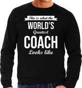 Worlds greatest coach cadeau sweater zwart voor heren - verjaardag kado trui voor een sport / mental coach XXL