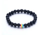 Pride Kralen contrast Armband - Shamballa Gay Pride LGBTQ - Regenboog Zwart - 1 stuks