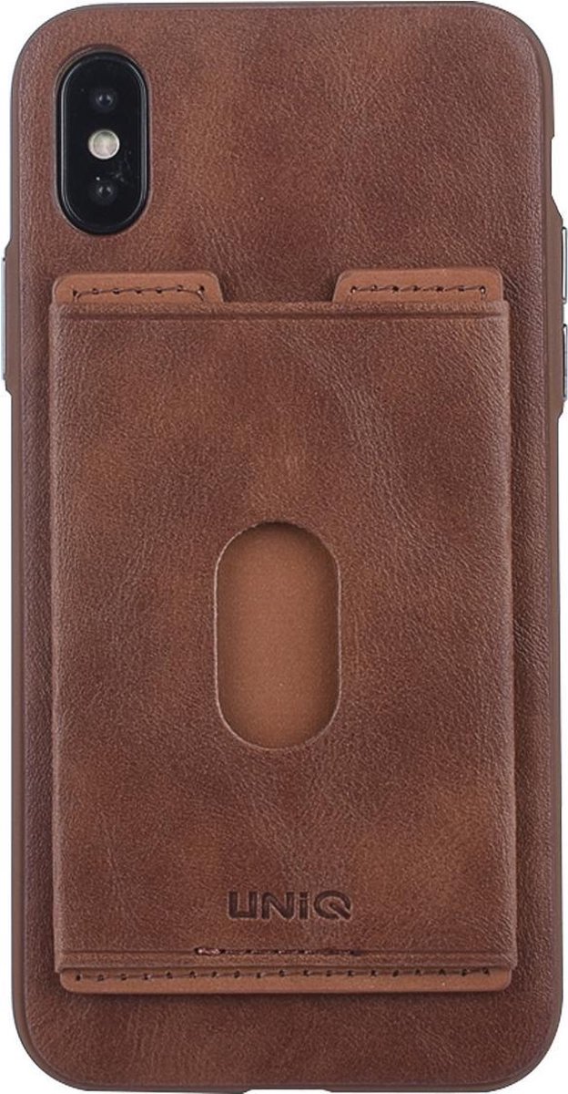 UNIQ Accessory iPhone X Kunstleer Backcover hoesje met portemonnee - Bruin