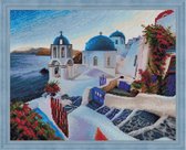 Diamond Painting Pakket Volwassenen Canvas - Santorini Evening AZ1803, 50x40 cm