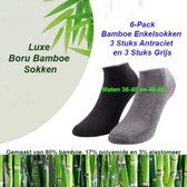 6-Pack Bamboe Enkelsokken in Grijs en Antraciet Maat 40-46