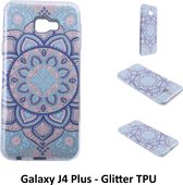 Uniek motief Glitter flower TPU Achterkant voor Samsung Galaxy J4 Plus (J415)- 8719273283110
