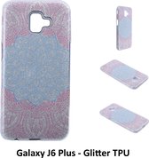 Uniek motief Glitter flower TPU Achterkant voor Samsung Galaxy J6 Plus (J6 Plus)- 8719273283226