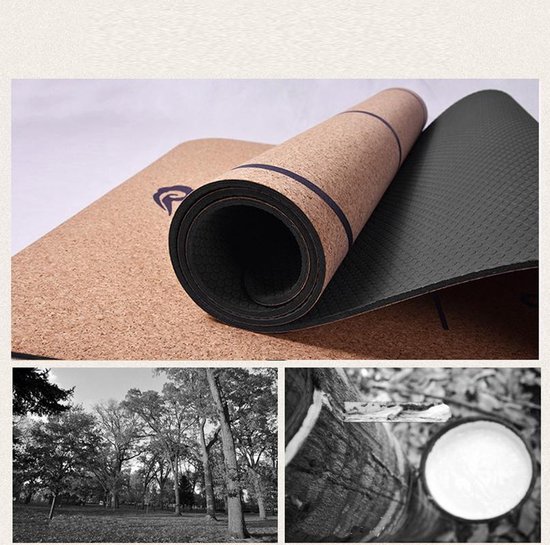 Yogamat met chakras opdruk - kurk en zwart rubber - Extra dik en breed van Yogamat — afbeelding 3