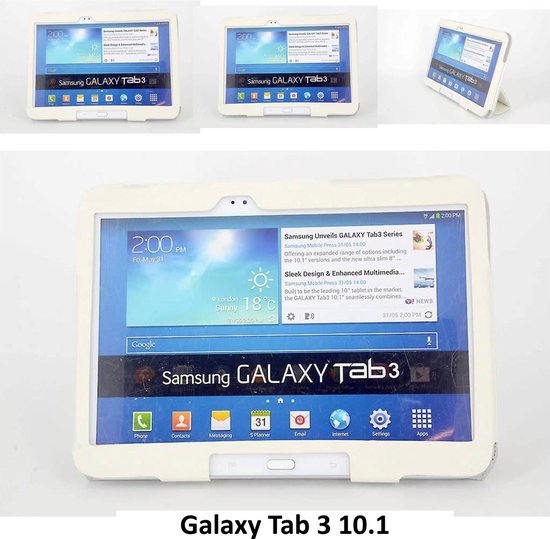 Verward zijn Vuilnisbak Atlas Samsung Galaxy Tab 3 10.1 Smart Tablethoes Wit voor bescherming van tablet  (P5210)-... | bol.com