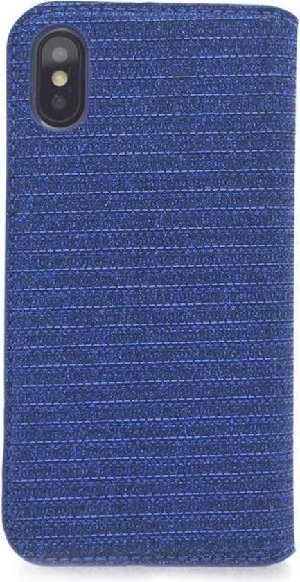 Apple iPhone X; Coque iPhone Xs Card Holder Blauw Book - Fermeture magnétique