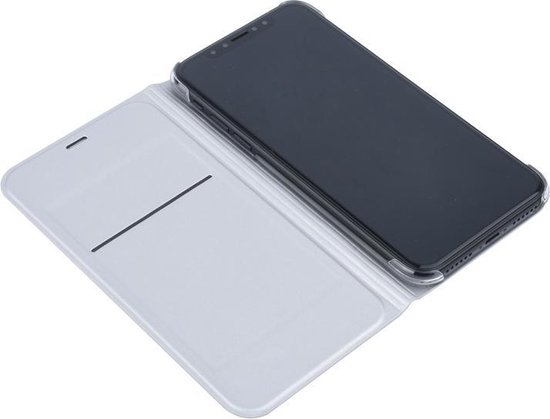 Apple iPhone X; Coque iPhone Xs Card holder Argent Book - Fermeture magnétique