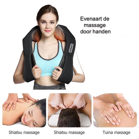 Foto: Mrgoods nekmassage apparaat verwarmde massagehand led display arm rug been schouder massager met infrarood massagekussen shiatsu massagekussen draadloos groen