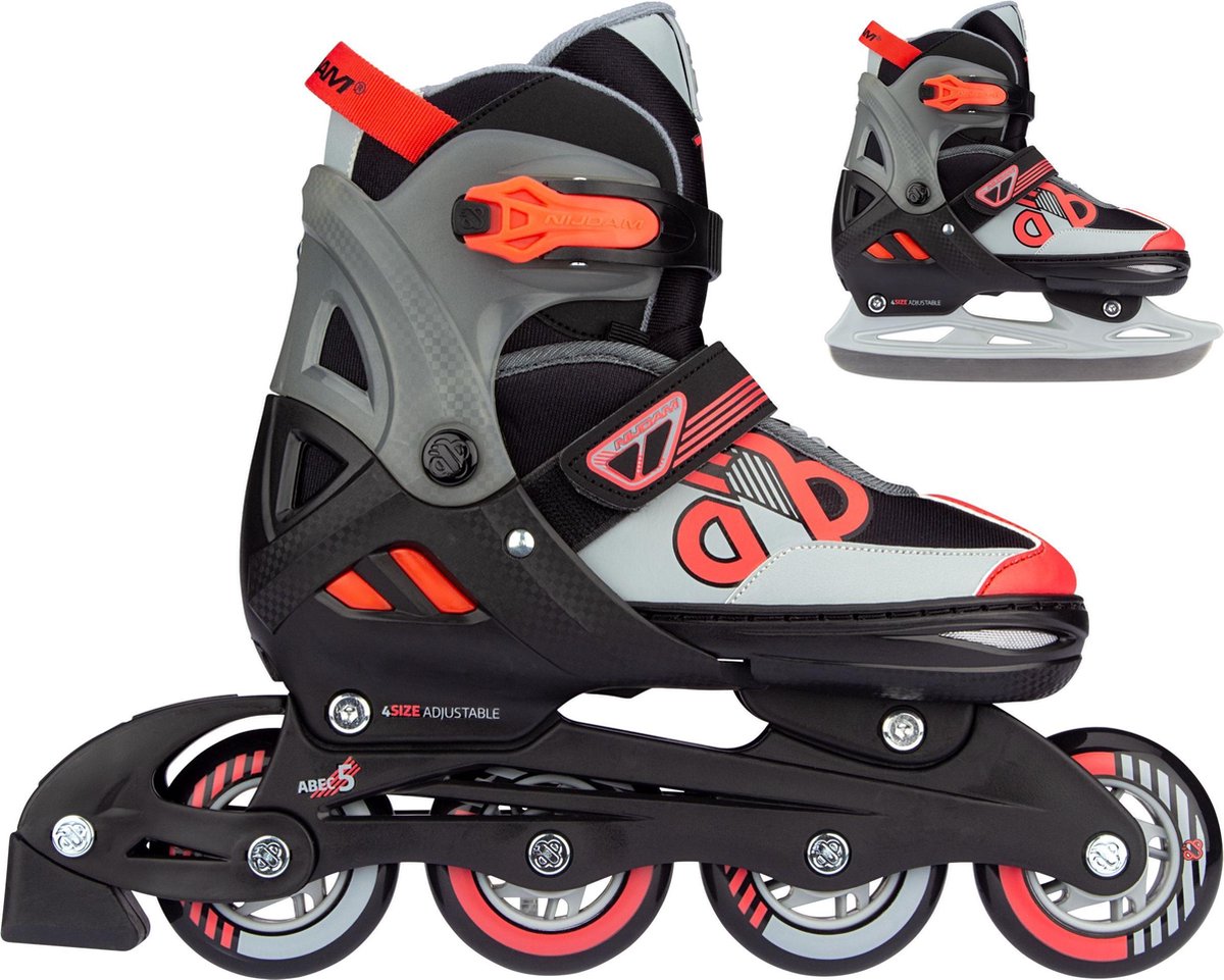 Nijdam skates Combo Red Raider junior zwart/rood/grijs maat 29-32