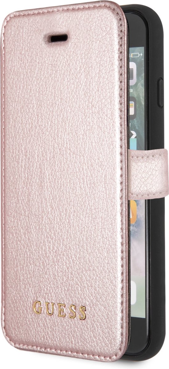 iPhone SE (2020)/8/7/6s/6 Bookcase hoesje - Guess - Effen Rose goud - Kunstleer