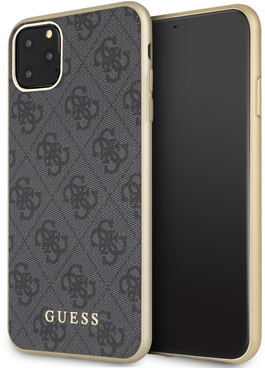 iPhone 11 Pro Max Backcase hoesje - Guess - Effen Grijs - Kunstleer
