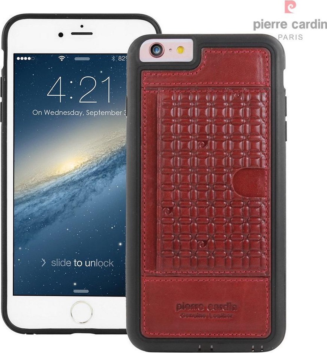 Rood hoesje van Pierre Cardin - Backcover - Leer - iPhone 6-6S Plus - Luxe cover