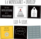 6x wenskaarten / set kaarten met enveloppen | LIEF & LEUK | o.a. verjaardag / nieuw huis / getrouwd
