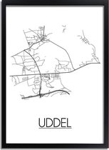 DesignClaud Uddel Plattegrond poster A3 + Fotolijst zwart