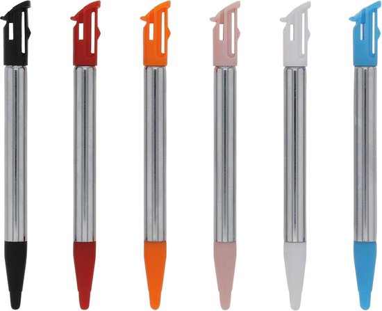 6x Inschuifbare Metalen Stylus Pen geschikt voor Nintendo 2DS XL - The Powerstore Brand