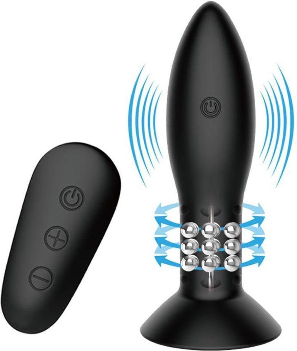 Mr. Play - Vibrerende anaal plug met afstandsbediening en roterende kralen