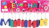 12 stuks sleutelhanger met mini nietmachine - uitdeelcadeautjes
