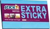 Stick'n sticky notes - 76x127mm, extra sticky, neon blauw, 90 memoblaadjes
