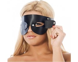 Rimba - Blinddoek Zwart Leer Met Verwijderbare Oogklepjes