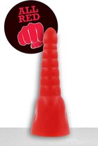 All Red Geribbelde Anaal Dildo 34 x 11 cm - rood