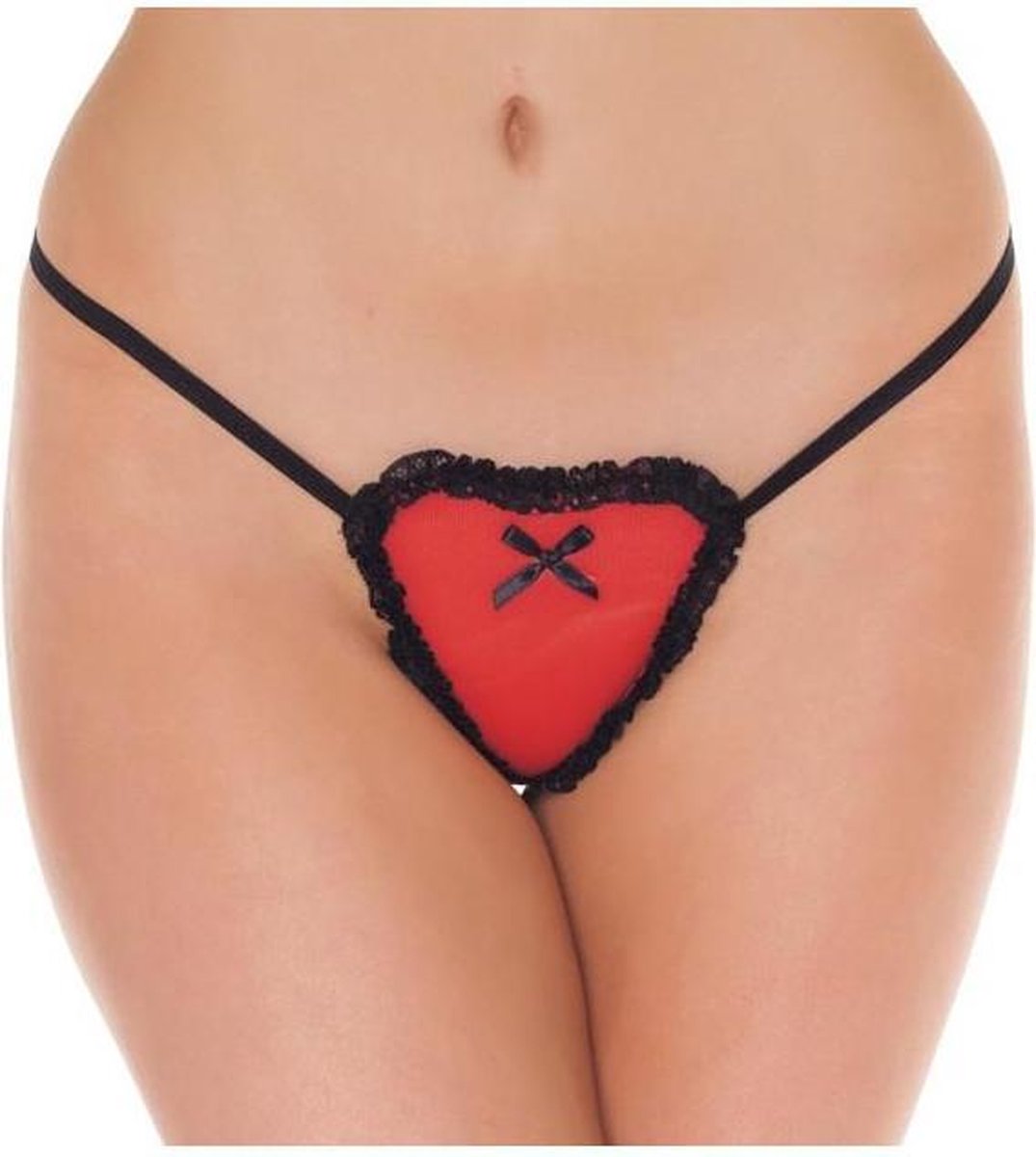 Burlesque hartje string - rood/zwart