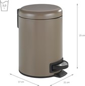 WENKO pedaalemmer voor badkamer of toilet | kleur taupe / lever | 3 liter inhoud | hoogte 25 cm | diameter Ø 17 cm