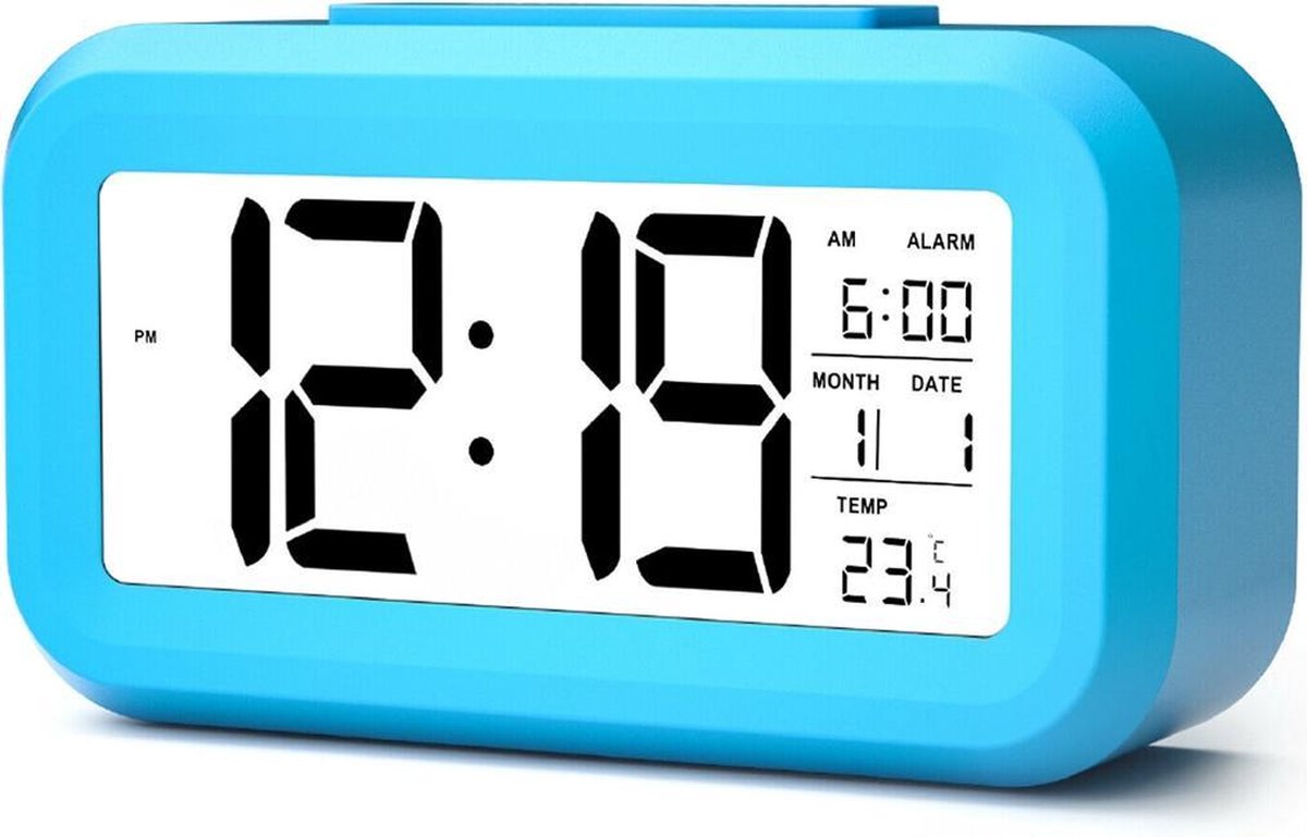 YONO Digitale Wekker - Alarm Klok met Temperatuur, Kalender en LED  Verlichting - Blauw | bol.com