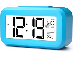 foto van YONO Alarmklok - Digitale Wekker - Klok Slaapkamer - Kinderen en Volwassenen - Snooze Functie - Blauw