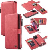 CaseMe - Samsung Galaxy S20 Ultra hoesje - Wallet Book Case met Ritssluiting - Rood