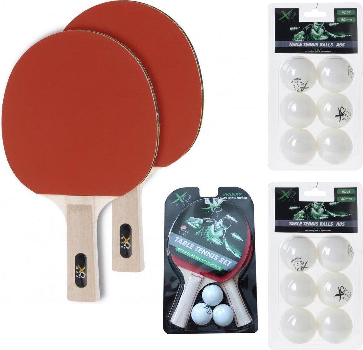 XQ Max - Tennis de table - Raquettes de tennis de table comprenant deux 15  - Balles de... | bol.com