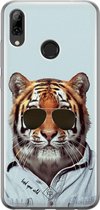 Huawei P Smart 2019 hoesje siliconen - Tijger wild | Huawei P Smart (2019) case | blauw | TPU backcover transparant