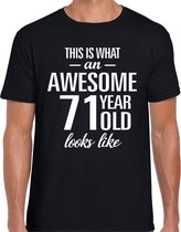 Awesome 71 year / 71 jaar cadeau t-shirt zwart heren L