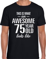Awesome 75 year - geweldig 75 jaar cadeau t-shirt zwart heren -  Verjaardag cadeau XXL