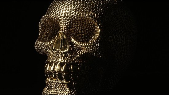 ? Skulls • Occult Skull Gold Canvas 150x100 cm • Foto print op Canvas schilderij ( Wanddecoratie woonkamer / slaapkamer / keuken / kantoor / bar / restaurant ) / Skulls / Schedel Canvas Schilderijen / Poster