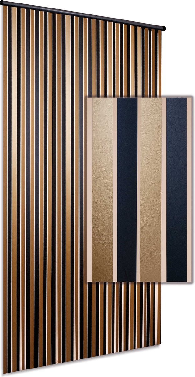 Vliegengordijn/deurgordijn Linten High Quality - zwart/goud 100x220cm