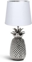 Aigostar Tafellamp Ananas - Keramiek - Lamp met kap - H36 cm - Zilver