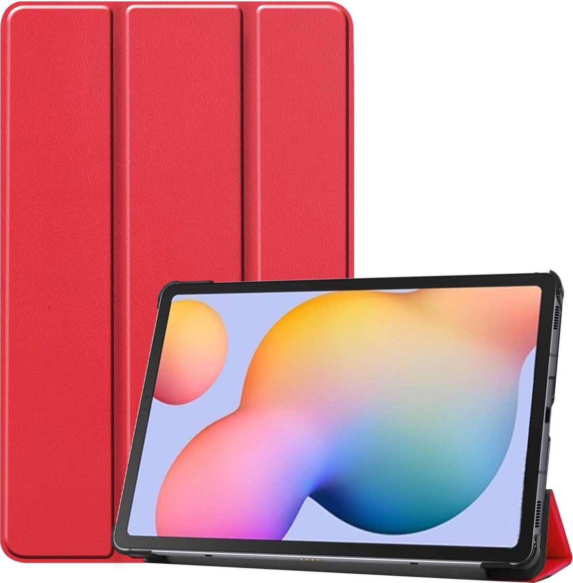 Hoesje - Geschikt voor Samsung Galaxy Tab S6 Lite - Dun & Stevig - Hardcover Book Case - Trifold Bookcase Hoes - Hard Cover - Tablethoes - Rood